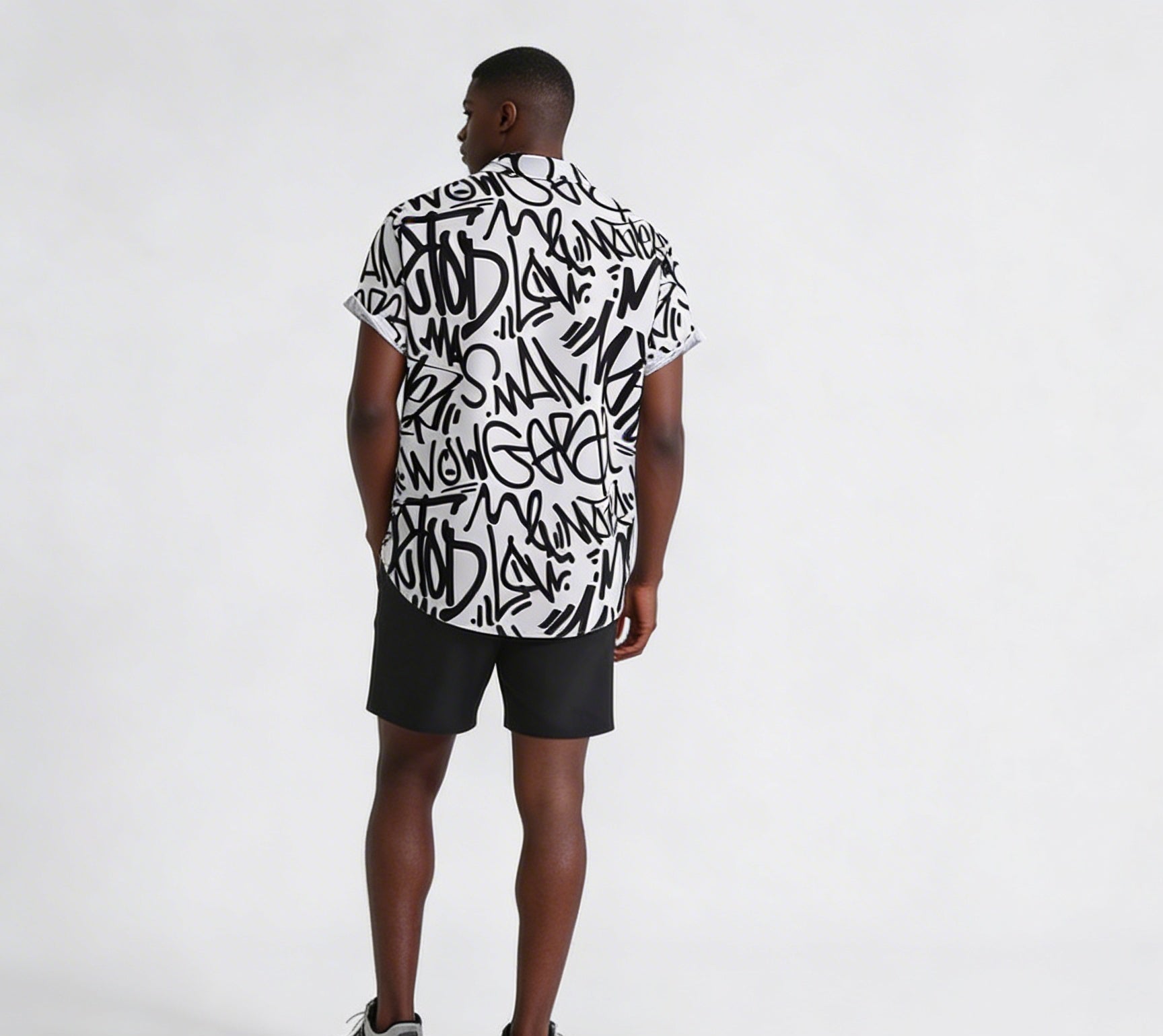 Men's Letter Print Shirt and Shots Set