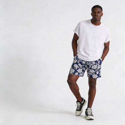 Men's Plus Size Floral Print Elastic Waist Casual Shorts