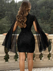 Cutout Bodycon Mini Dress with Cape Sleeves