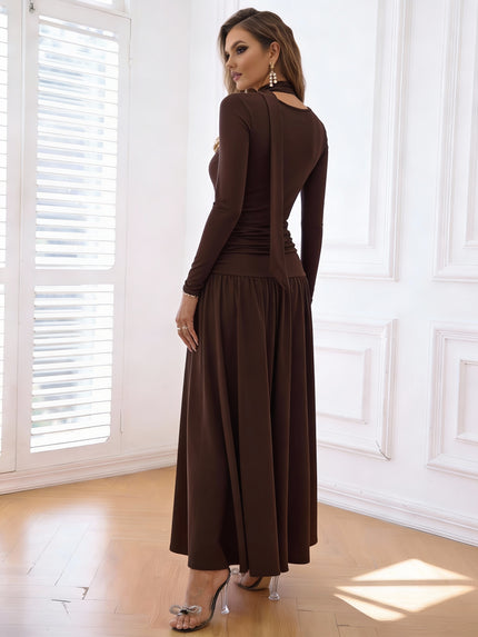 Long Sleeve A-Line Dress with Scarf